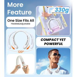 Ventilateur de Cou Portable, Ventilateur USB Rechargeable 4000mAh Max 15H, Ventilateur Silencieux sans Pale, 3 Vitesses et Affic