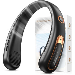 Ventilateur de Cou Portable, Ventilateur USB Rechargeable 4000mAh Max 15H, Ventilateur Silencieux sans Pale, 3 Vitesses et Affic