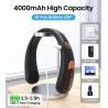 Ventilateur de Cou Portable, Ventilateur USB Rechargeable 4000mAh Max 15H, Ventilateur Silencieux sans Pale, 3 Vitesses et Affic