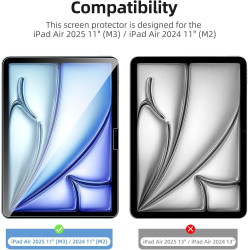 NEW'C Lot de 2, Protection Écran pour iPad Air 2025 11 pouces (M3), iPad Air 2024 11 Pouces (M2), Film de Protecteur en Verre Tr