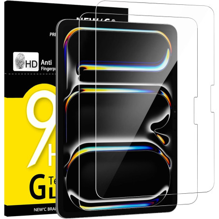 NEW'C Lot de 2, Protection Écran en Verre Trempé pour iPad Pro 11 Pouces M4 (2024), Film de Protecteur en Verre Trempé, Résistan