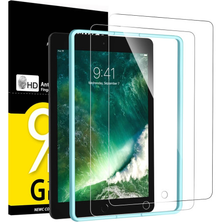NEW'C Lot de 2, Protection Écran en Verre Trempé pour iPad 9.7 (Modèle 2018/2017), iPad 6, iPad 5, iPad Pro 9.7, iPad Air 2 / iP