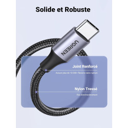Uvert câble usb c charge rapide 3a qc3.0 480mbps cable chargeur usb type c nylon tressé compatible avec iphone 17 16 15 pro max 