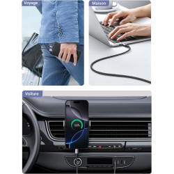 Uvert câble usb c charge rapide 3a qc3.0 480mbps cable chargeur usb type c nylon tressé compatible avec iphone 17 16 15 pro max 