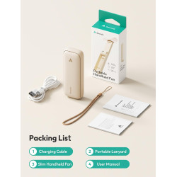 Aecooly ventilateur portable à main, mini ventilateur de poche, usb rechargeable [24h d'autonomie], petit pliable pour voyage, é