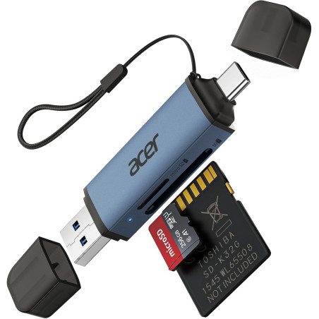 Acer Lecteur de Carte SD, Adaptateur de Lecteur de Carte Mémoire USB C et USB 3.0 pour SD/Micro SD/SDHC/SDXC/MMC, Compatible ave