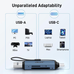 Acer Lecteur de Carte SD, Adaptateur de Lecteur de Carte Mémoire USB C et USB 3.0 pour SD/Micro SD/SDHC/SDXC/MMC, Compatible ave