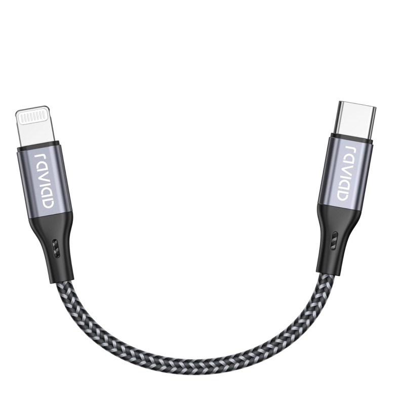 RAVIAD Câble USB C vers Lightning Court 15CM [MFi Certifié] Cable iPhone USB C Charge Rapide Power Delivery Compatible avec iPho