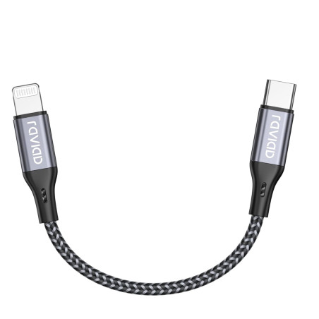 RAVIAD Câble USB C vers Lightning Court 15CM [MFi Certifié] Cable iPhone USB C Charge Rapide Power Delivery Compatible avec iPho