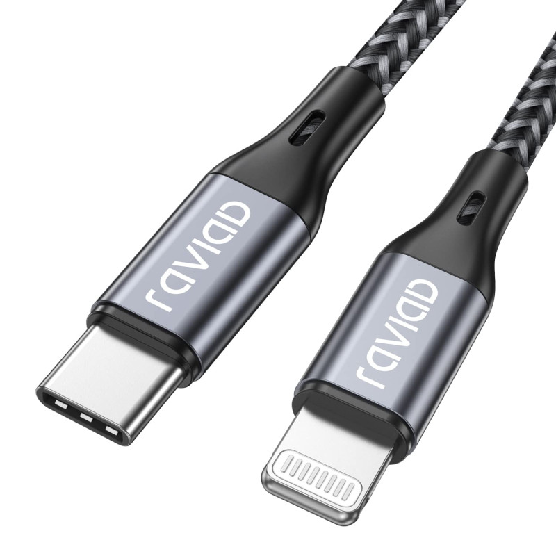 RAVIAD Câble USB C vers Lightning 3M [MFi Certifié] Câble USB C Lightning Charge Rapide Power Delivery Compatible avec iPhone 14