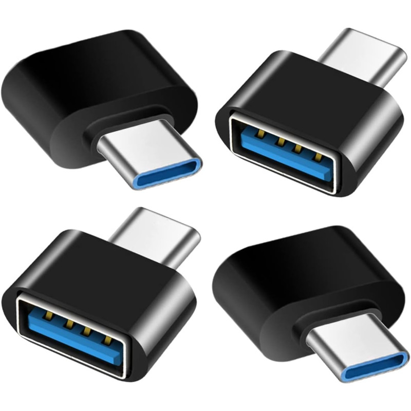 Adaptateur USB C vers USB (Lot de 4), Adaptateur USB-C Mâle vers USB-A 3.0 Femelle OTG Compatible avec MacBook Pro/Air iPhone 17