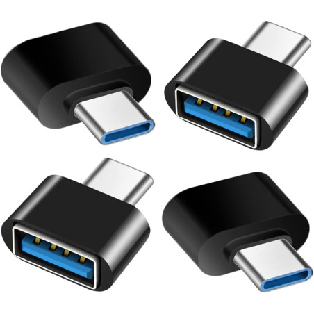 Adaptateur USB C vers USB (Lot de 4), Adaptateur USB-C Mâle vers USB-A 3.0 Femelle OTG Compatible avec MacBook Pro/Air iPhone 17