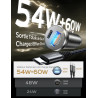 LISEN Chargeur Voiture USB C 54W+60W C-C Câble, Charger Allume Cigare USB C Rapide, Prise Allume Cigare 12V, Accessoire Voiture 
