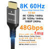 Ubluker 10K 8K 4K Câble HDMI 48Gbps 1.5M, Certifié Ultra Haut Débit HDMI® Cable 4K 240Hz 144Hz 120Hz 8K60Hz 0,01ms HDR10+ ARC eA