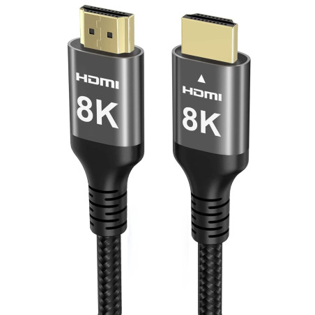 Ubluker 8K Câble HDMI 20M, Nylon tonné Câble Haute Vitesse HDMI® 4k 120Hz 2k 165Hz 8k 60Hz 12bit eARC ARC Dolby Atmos HDR10+ HDC