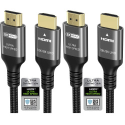 Ubluker 10K 8K 4K Câble HDMI 48Gbps 1M, Certifié Ultra Haut Débit HDMI® Cable 4K 240Hz 144Hz 120Hz 8K60Hz 0,01ms HDR10+ ARC eARC
