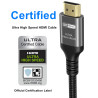 Ubluker 10K 8K 4K Câble HDMI 48Gbps 2M, Certifié Ultra Haut Débit HDMI® Cable 4K 240Hz 144Hz 120Hz 8K60Hz 0,01ms HDR10+ ARC eARC