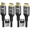 Ubluker 10K 8K 4K Câble HDMI 48Gbps 2.5M, Certifié Ultra Haut Débit HDMI® Cable 4K 240Hz 144Hz 120Hz 8K60Hz 0,01ms HDR10+ ARC eA
