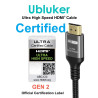 Ubluker 10K 8K 4K Câble HDMI 48Gbps 3M, Certifié Ultra Haut Débit HDMI® Cable 4K 240Hz 144Hz 120Hz 8K60Hz 0,01ms HDR10+ ARC eARC