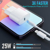 Chargeur USB C, 2 Pack 25W Prise USB C Rapide Secteur Mural Alimentation Adaptateur pour iPhone 17 16 15 14 13 12 11 Pro Max XR 