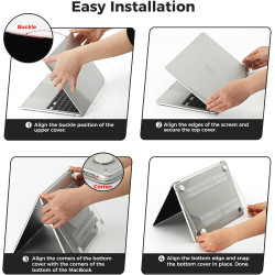 EooCoo Compatible avec Coque MacBook Air 13,6 Pouces M5 M4 M3 M2 2026 2025 2024 2022 Étui Rigide pour Mac Book Air 13,6" A3240 A