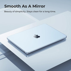 EooCoo Coque Compatible pour MacBook Air 13.6 Pouces M5 M4 M3 M2 2026 2025 2024 2022, Match Officiel Bleu Ciel, Logo Clair, A344