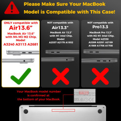 EooCoo Coque Compatible avec MacBook Air 13 M5 M4 M3 M2 13,6 Pouces 2026 2025 2024 2022 (A3240 A3113 A3449 A2681) avec Touch ID,