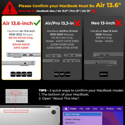 EooCoo Coque Compatible avec MacBook Air 13 Pouces M5 M4 M3 M2 2026 2025-2022 A3449 A3240 A3113 A2681 Mac Book Air 13,6 Protecti