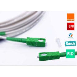 Elfcam® - câble/rallonge fibre optique (orange sfr bouygues) - jarretière simplex monomode sc-apc à sc-apc - blindage et connect