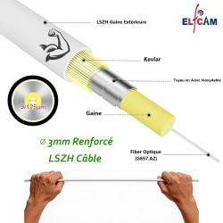 Elfcam® - câble/rallonge fibre optique (orange sfr bouygues) - jarretière simplex monomode sc-apc à sc-apc - blindage et connect