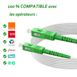 Elfcam - 300m câble à fibre optique pour orange livebox, les box rouge sfr et bouygues telecom bbox, sc/apc vers sc/apc simplex 