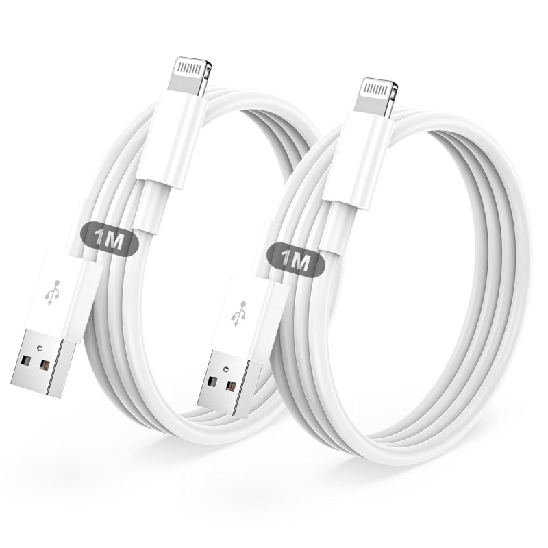 BSTOEM Cable iPhone Chargeur 1M+1M Certifié MFi Cable pour Lightning USB Charge Rapide pour iPhone 14/13/12/11/Pro Max/Pro/XS/XR