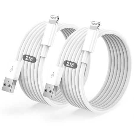 BSTOEM Cable iPhone Chargeur 2M+2M Certifié MFi Cable pour Lightning USB Charge Rapide pour iPhone 14/13/12/11/Pro Max/Pro/XS/XR