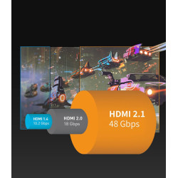 Sniokco 10K 8K 4K Câble HDMI 2.1 48Gbps 2M, Certifié Ultra Haute Vitesse HDMI® Cable 0.01ms 4K 240Hz 165Hz 120Hz 8K 60Hz eARC Ne