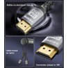Sniokco 10K 8K 4K Câble HDMI 2.1 48Gbps 4M, Certifié Ultra Haute Vitesse HDMI® Cable 0.01ms 4K 240Hz 165Hz 120Hz 8K 60Hz eARC Ne