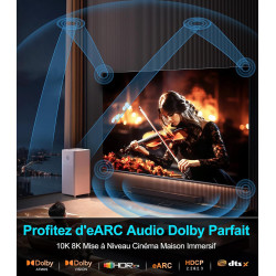 Sniokco 10K 8K 4K Câble HDMI 2.1 48Gbps 6.1M, Certifié Ultra Haute Vitesse HDMI® Cable 0.01ms 4K 240Hz 165Hz 120Hz 8K 60Hz eARC 