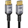 Sniokco 8K 4K Câble HDMI 2.1 48Gbps 15M, Haute Vitesse HDMI® Cable 0.01ms 4K 240Hz 165Hz 120Hz 8K 60Hz eARC Netflix HDCP 2.3 2.2
