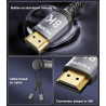 Sniokco 8K 4K Câble HDMI 2.1 48Gbps 15M, Haute Vitesse HDMI® Cable 0.01ms 4K 240Hz 165Hz 120Hz 8K 60Hz eARC Netflix HDCP 2.3 2.2