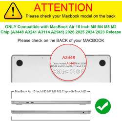 FINTIE Coque Compatible avec MacBook Air 15 Pouces M5 M4 M3 M2 (2026/2025/2024/2023, A3448/A3241/A3114/A2941), Coque Fine et Lég