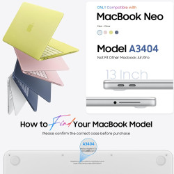 FINTIE Coque Compatible avec MacBook Neo 13 Pouces 2026 (Puce A18 Pro, Modèle A3404), Coque Fine et Légère, Étui Rigide Housse e