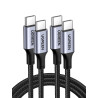 Uvert lot de 2 câble usb c vers usb c pd 100w 5a 20v charge rapide compatible avec macbook ipad pro iphone 17 pro max air 16 gal