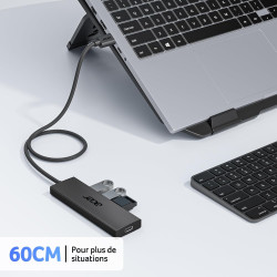 acer Hub USB 3.0 avec 4 Ports USB 3.0, Adaptateur Multiport USB pour PC, MacBook Air, Mac Pro/Mini, iMac, Surface Pro, XPS, PS4,