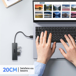 acer Hub USB 3.0 avec 4 Ports USB 3.0, Adaptateur Multiport USB pour PC, MacBook Air, Mac Pro/Mini, iMac, Surface Pro, XPS, PS4,
