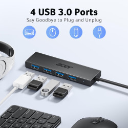 acer Hub USB C vers 4 Ports USB 3.0,Adaptateur Hub Multiport USB C(Thunderbolt 3),Extension hub pour iPhone 15 Plus ProMax,MacBo