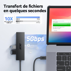 acer Hub USB C vers 4 Ports USB 3.0,Hub Multiport USB C, Extension USB pour iPhone 15 Plus ProMax,MacBook Pro Air 2023 iPad Pro 