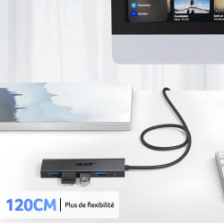 acer Hub USB C vers 4 Ports USB 3.0,Hub Multiport USB C, Extension USB pour iPhone 15 Plus ProMax,MacBook Pro Air 2023 iPad Pro 