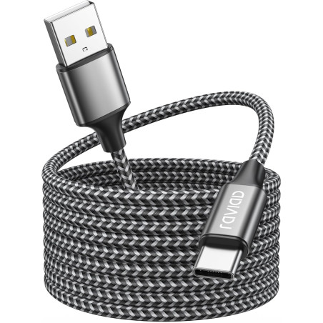 Raviad cable usb c charge rapide 3.1a, [4m] câble usb vers usb c nylon cable chargeur type c pour iphone 17 16 15, samsung galax