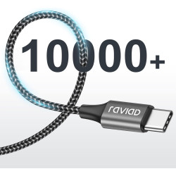 Raviad cable usb c charge rapide 3.1a, [4m] câble usb vers usb c nylon cable chargeur type c pour iphone 17 16 15, samsung galax