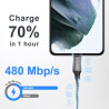 Raviad cable usb c charge rapide 3.1a, [5m] câble usb vers usb c nylon cable chargeur type c pour iphone 17 16 15, samsung galax