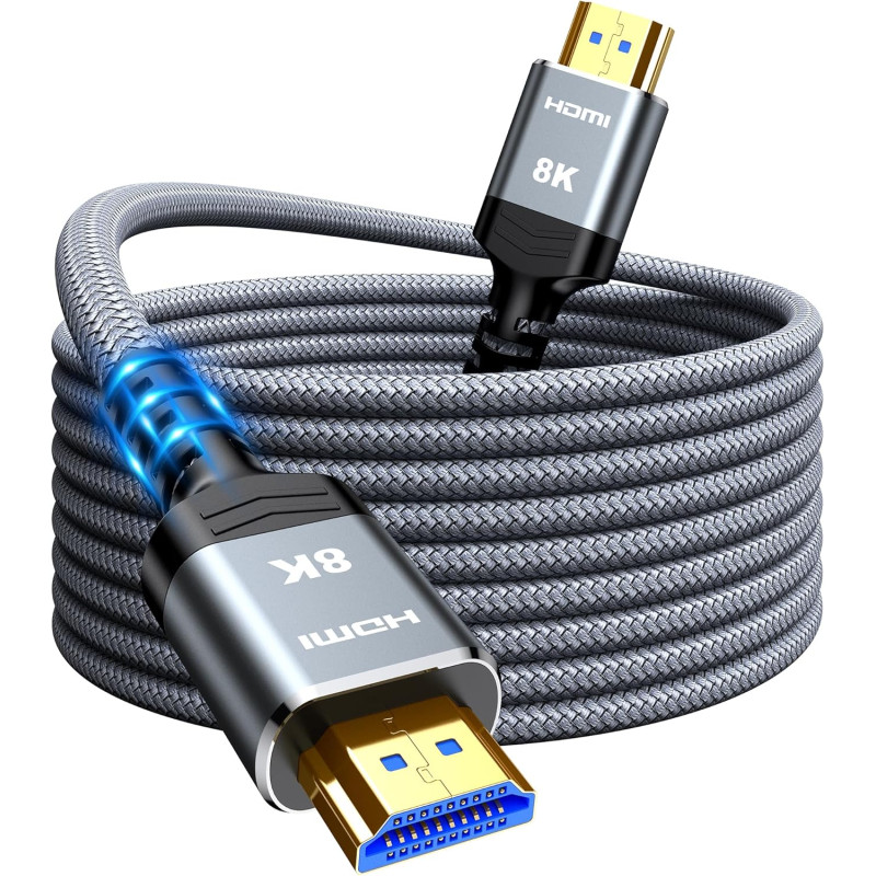 Snowkids 8K Câble HDMI 30M, Ultra Haut Débit 48Gbps 8K@60Hz 4K@120Hz Cordon HDMI 2.1, HDR10+ ARC eARC HDCP 2.2&2.3 Compatible av
